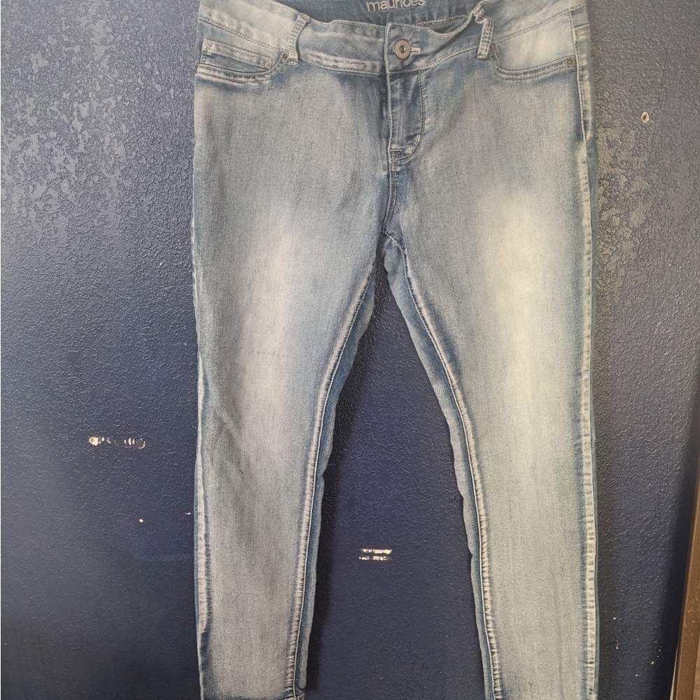 Maurices Light Blue Skinny Jeans with Distressed Look